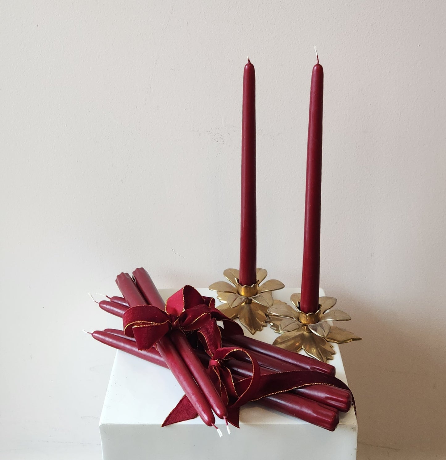 Candle Stick Duo - Burgundy