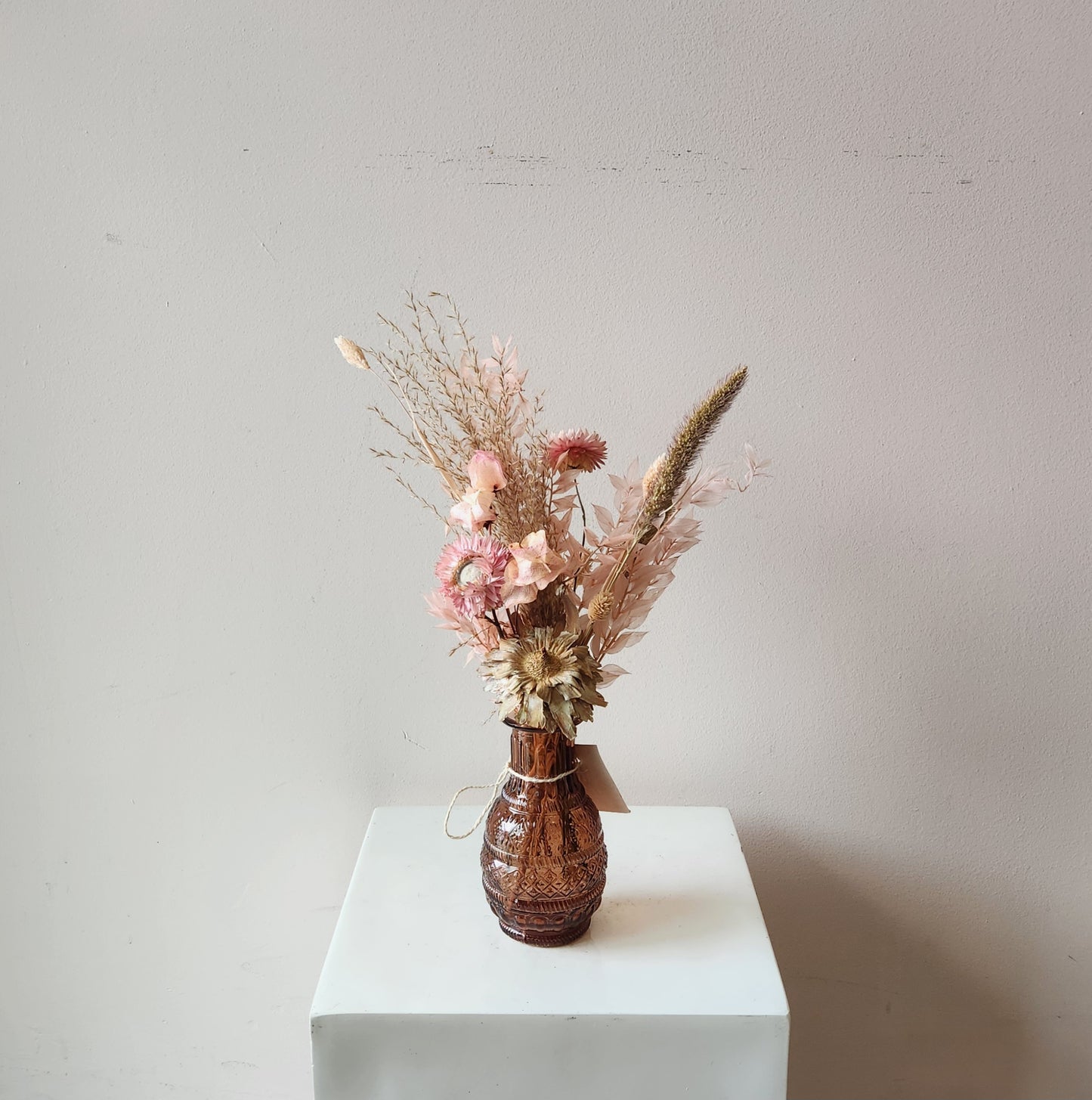 Blush & Brown Dried Bud Vase