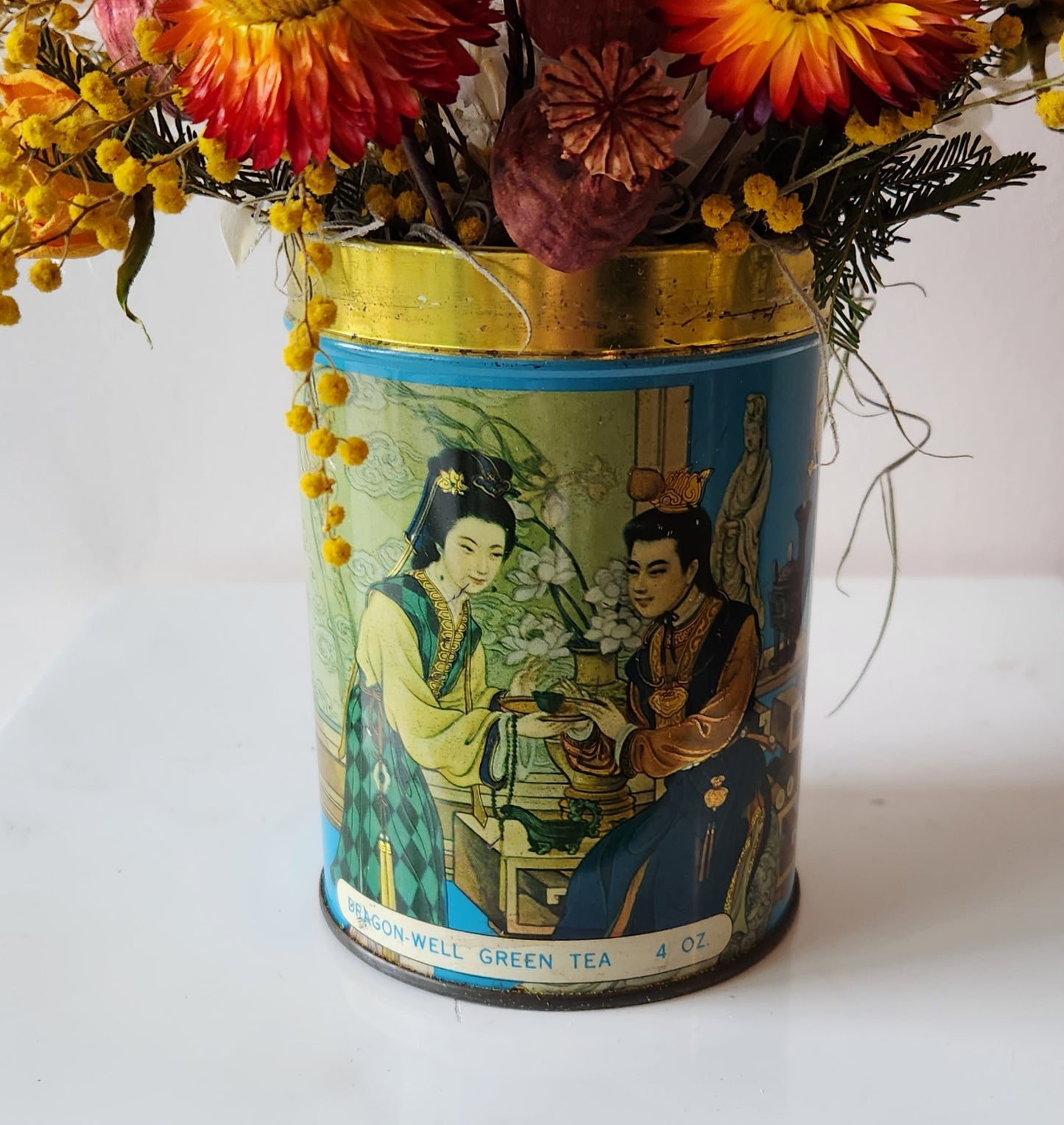 Vintage Tea Tin Dried Arrangement