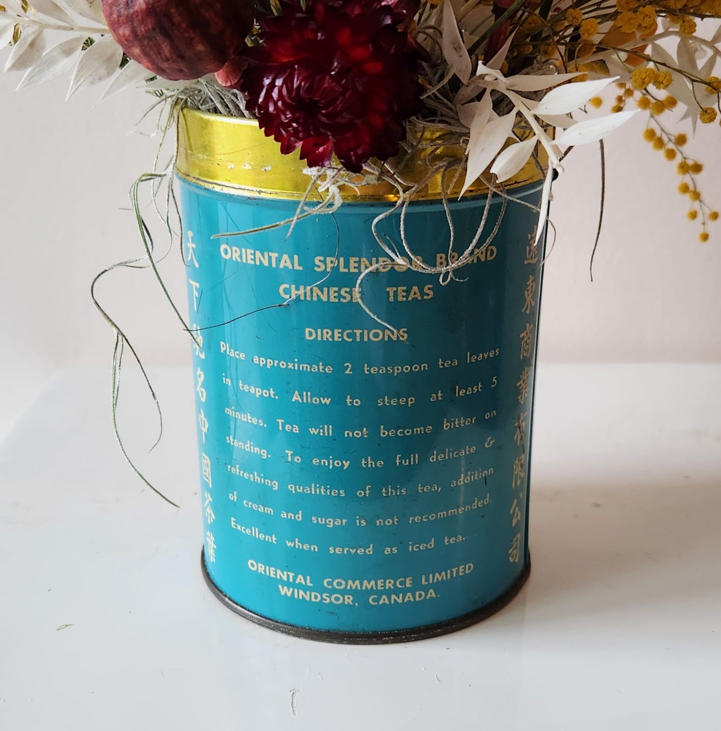 Vintage Tea Tin Dried Arrangement