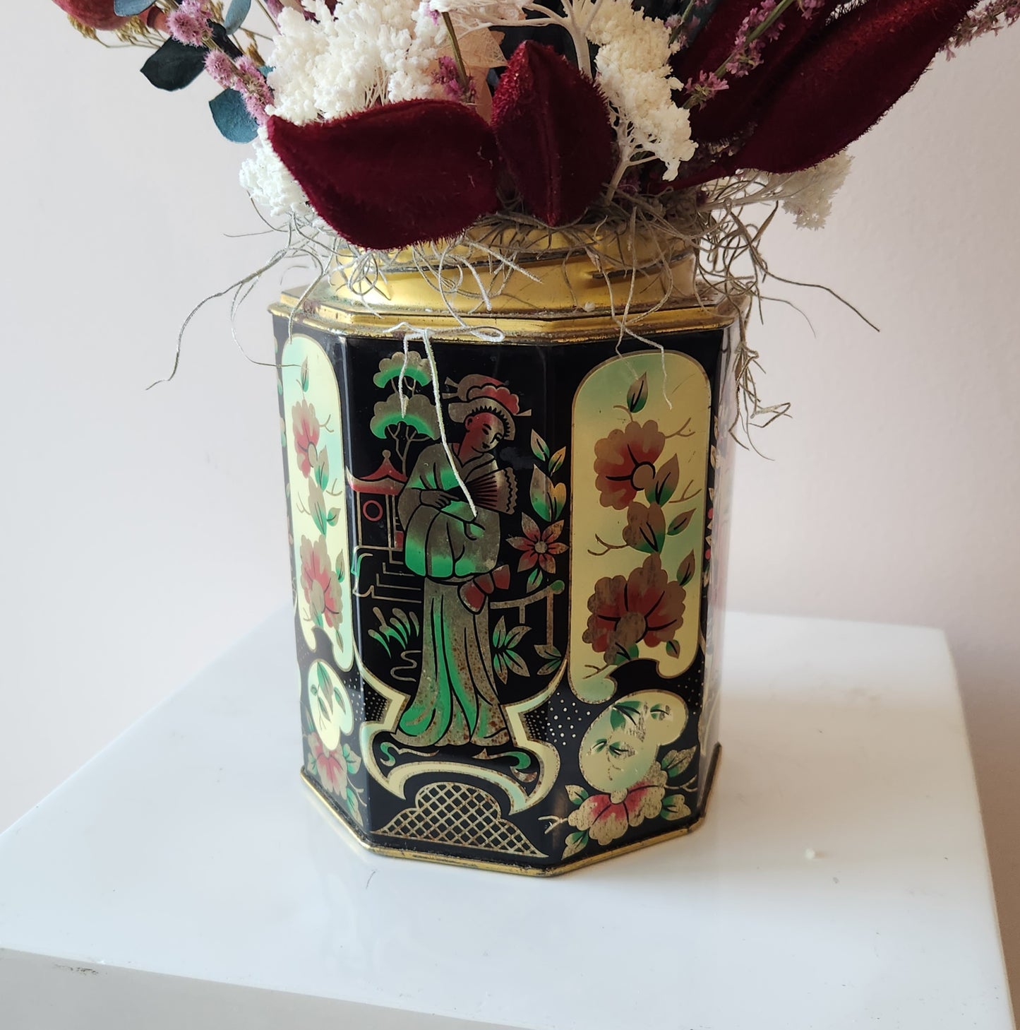 Vintage Tea Tin Dried Arrangement