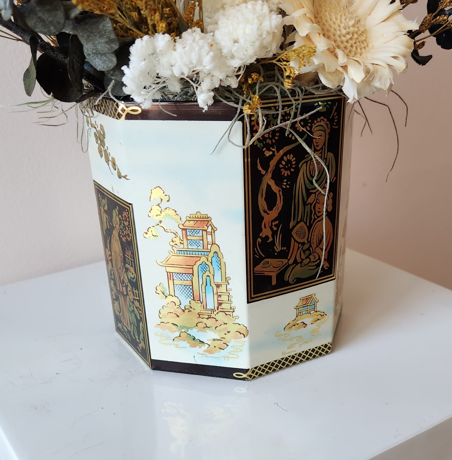 Vintage Tea Tin Dried Arrangement