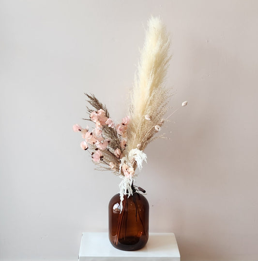 Large Brown Glass Jug Dried Arrangement