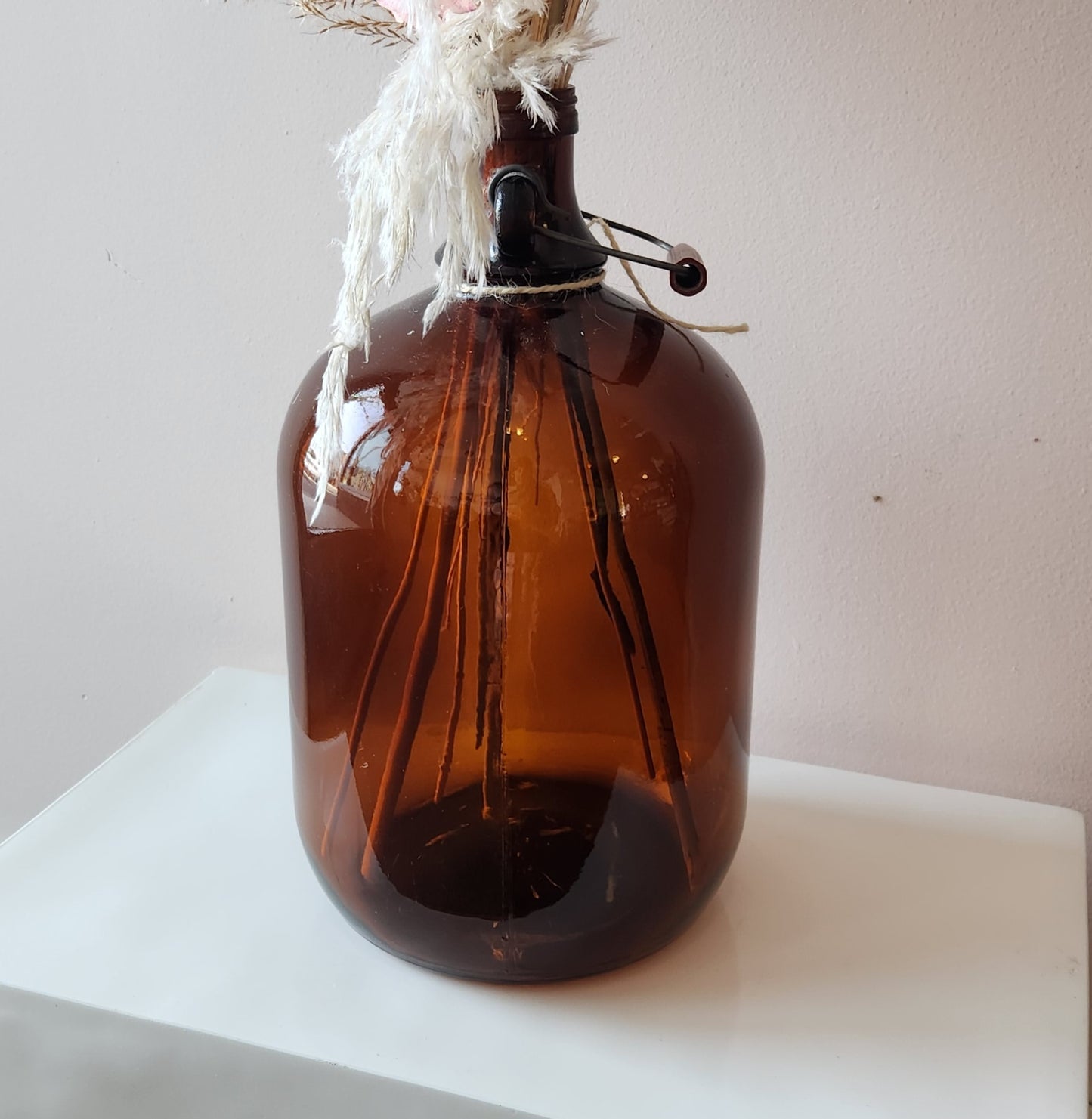 Large Brown Glass Jug Dried Arrangement