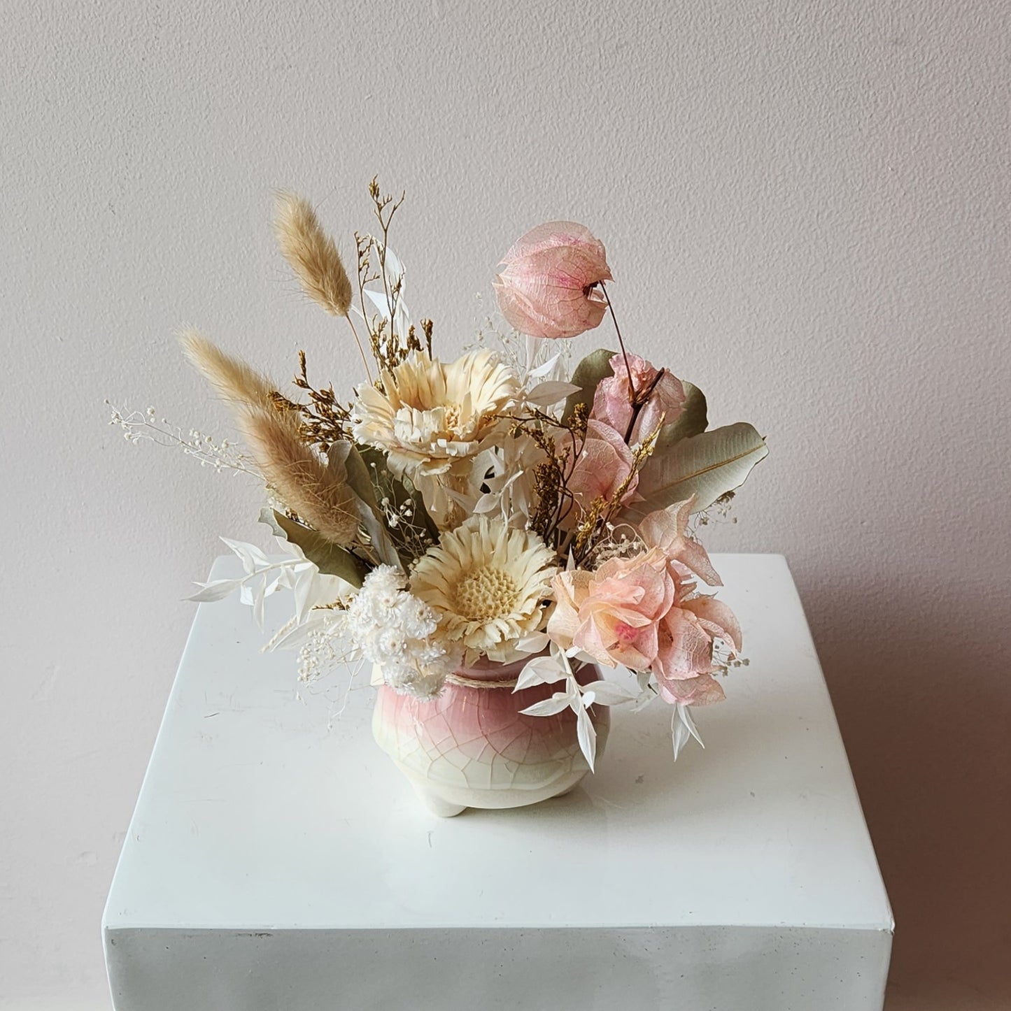 Mini Pink Glaze Dried Arrangement