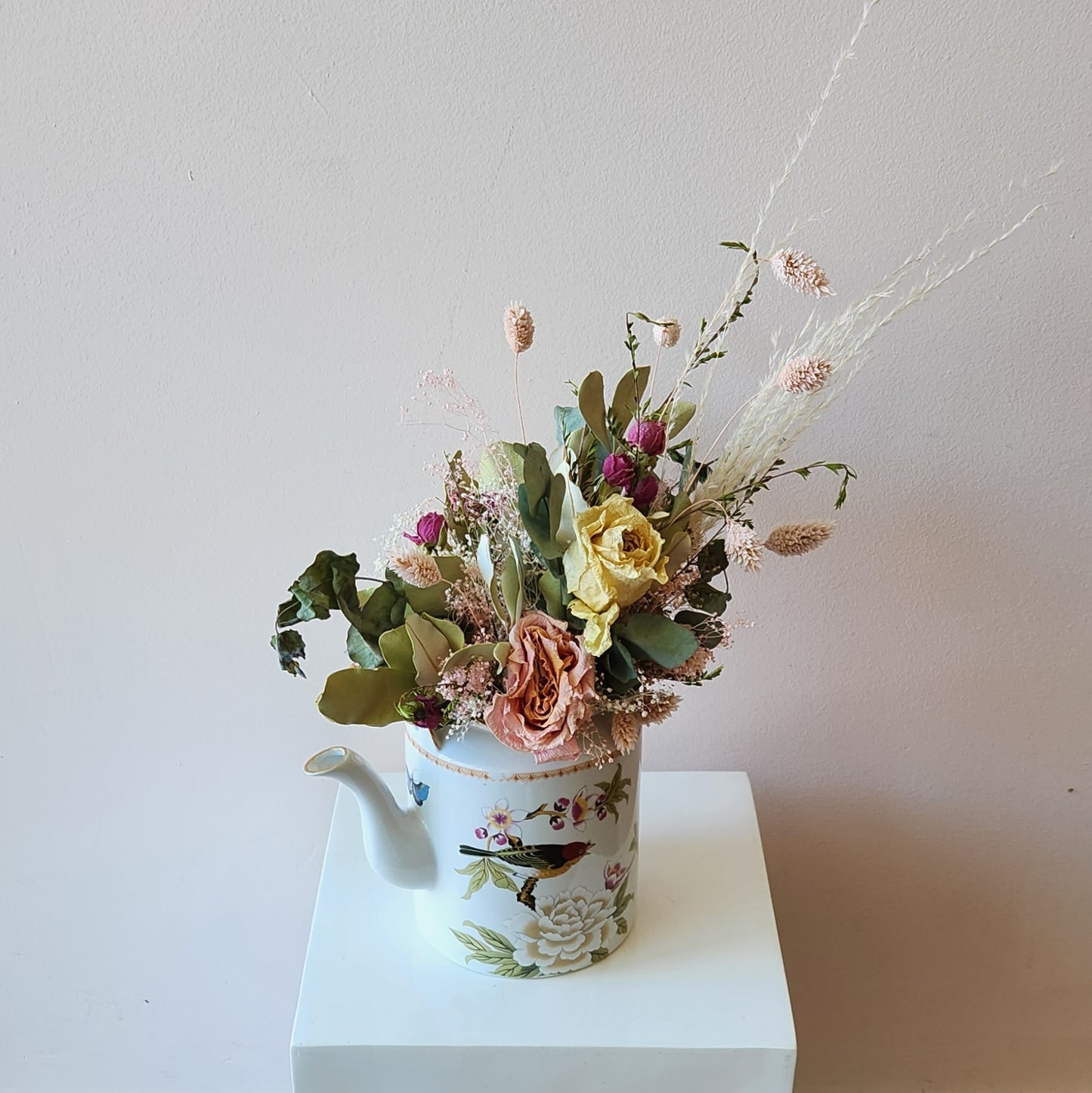 Pastel Teapot Dried Arrangement