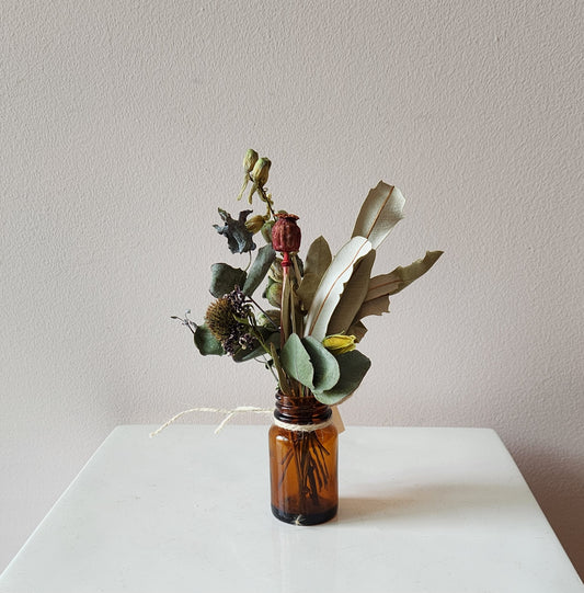 Tiny Vintage Bottle Dried Arrangement