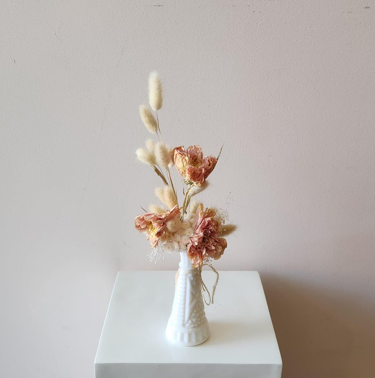 White Glass Bud Vase Arrangement