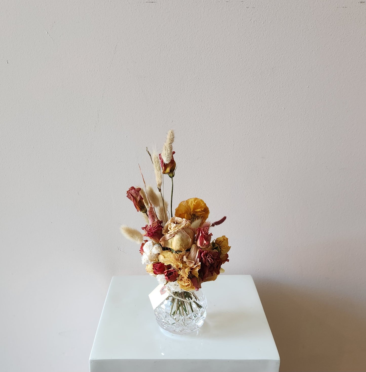 Patterned Glass Dried Bud Vase Arrangement