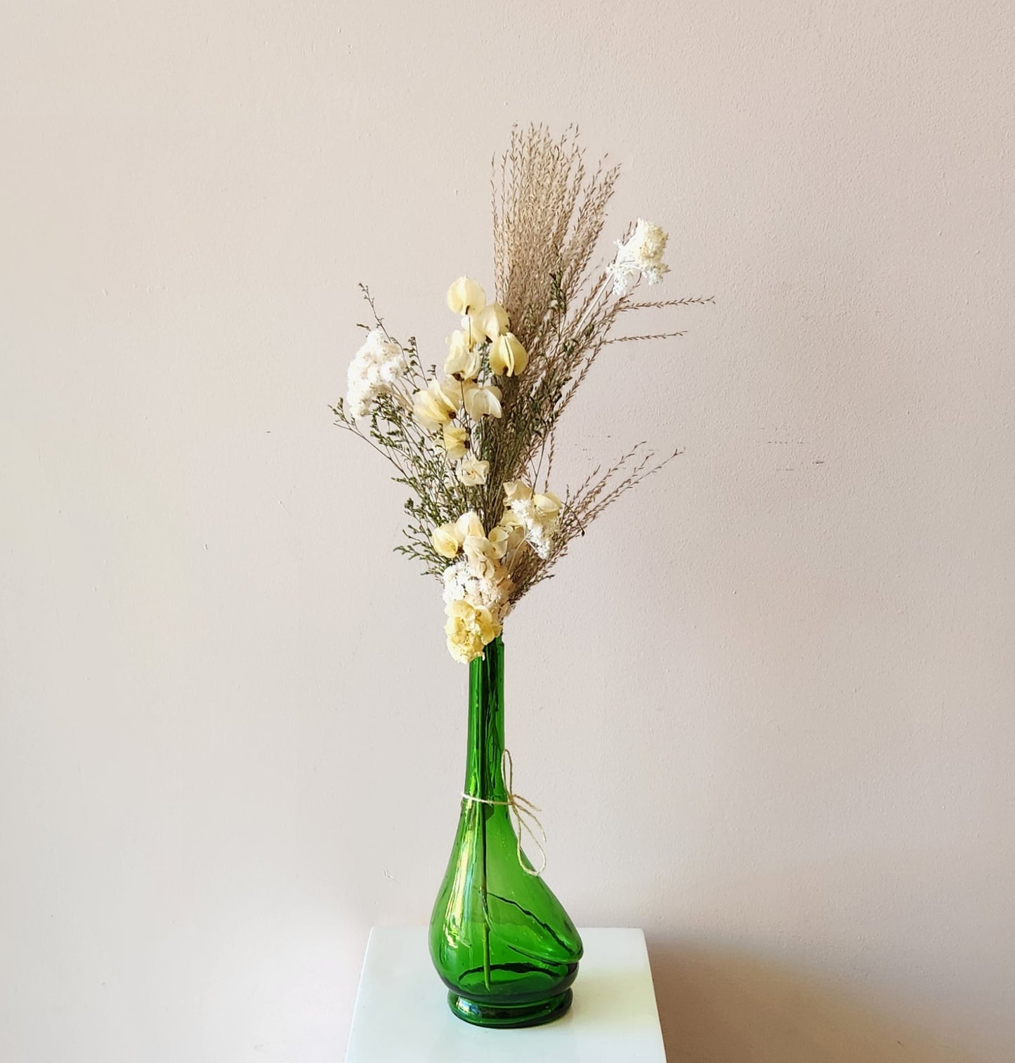 Green Glass Bottle Arrangement