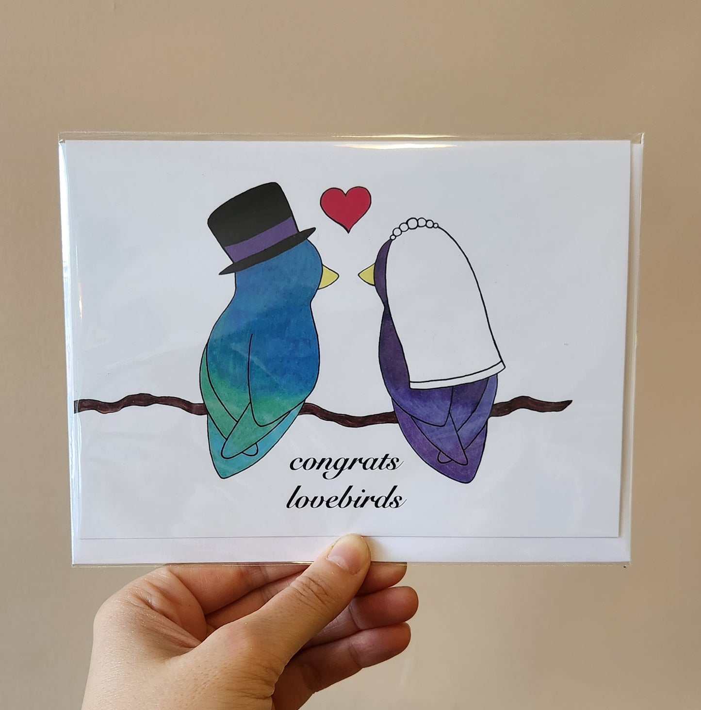 Groom & Bride Lovebirds Card