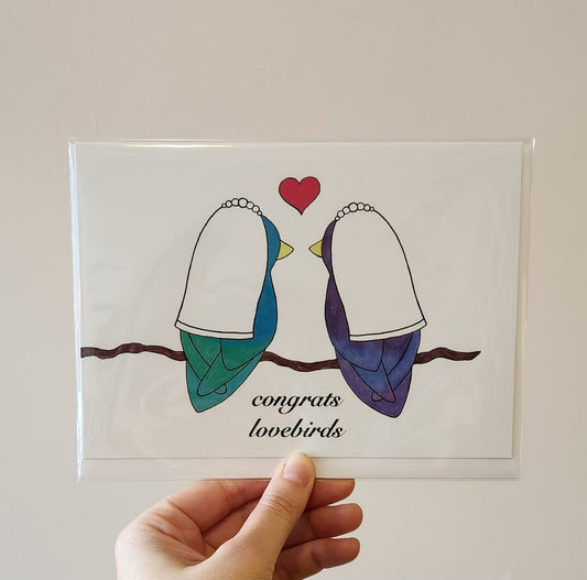 Bride & Bride Lovebirds Card