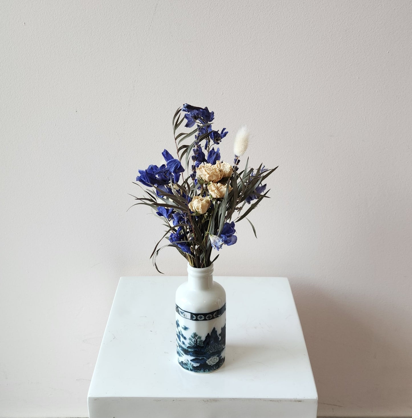 Mini Blue Bottle Dried Arrangement