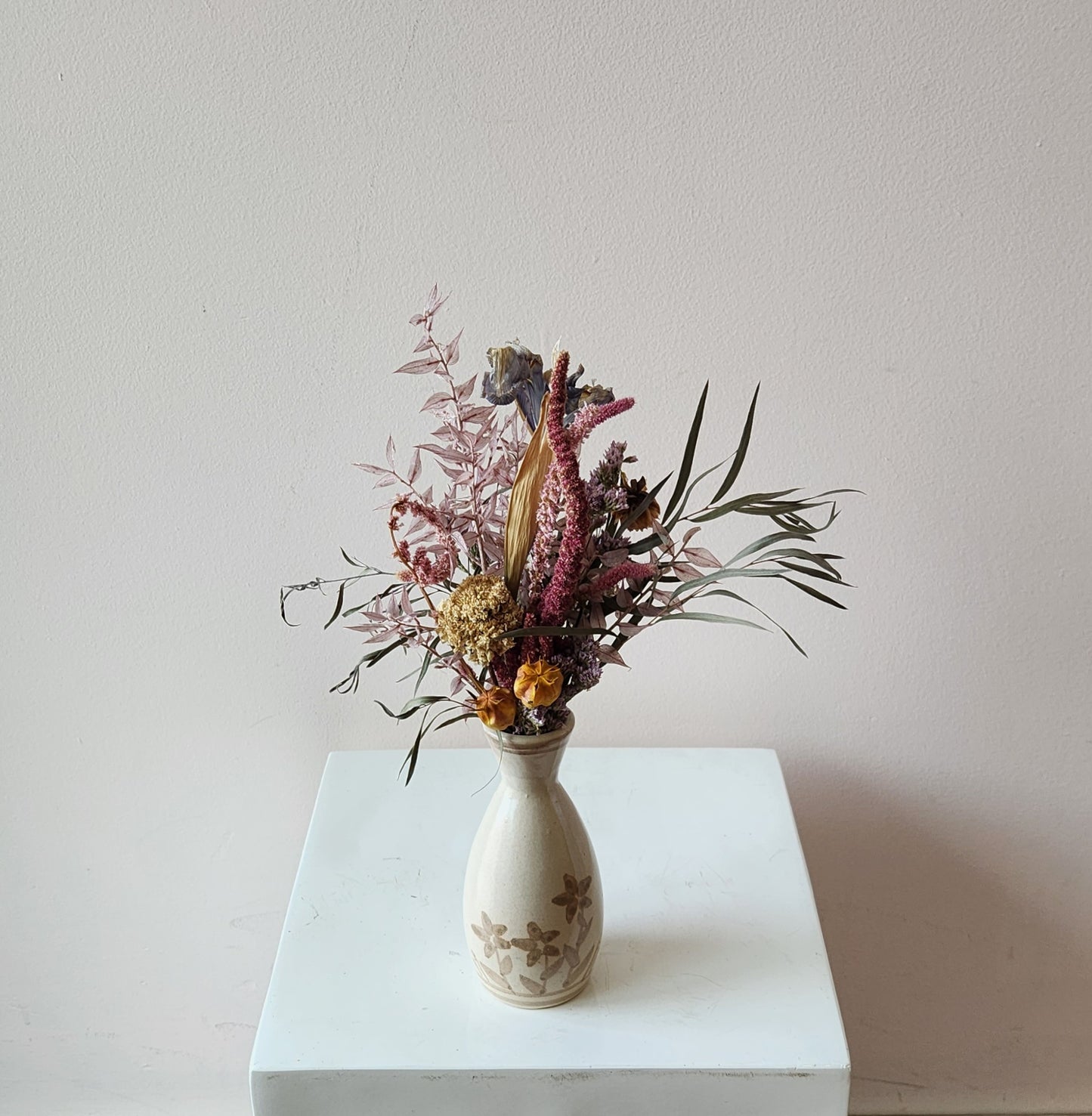 Pretty Pastel Dried Bud Vase