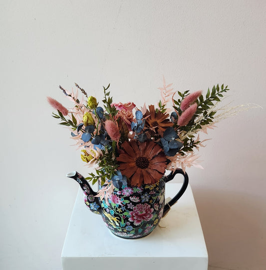 Flower Bomb Teapot Dried Arrangement