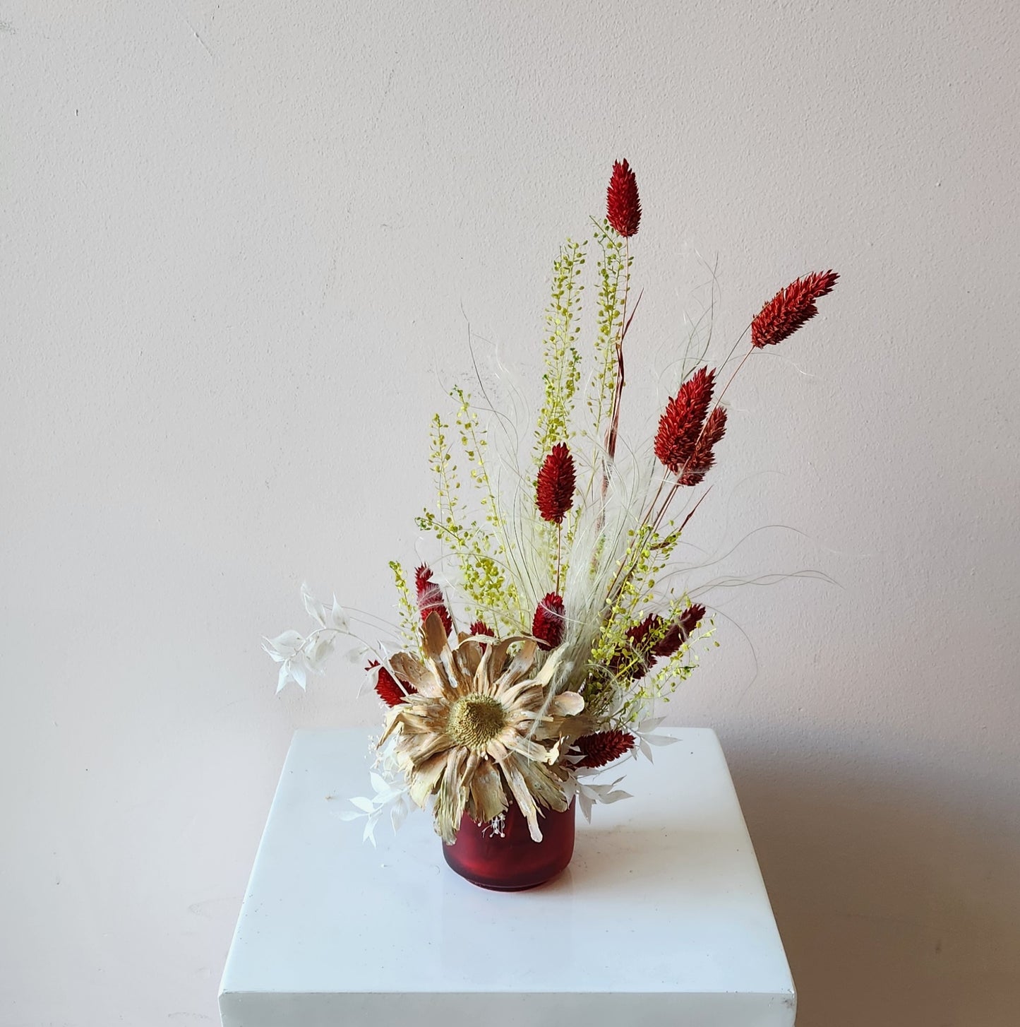 Mini Red & Green Dried Arrangement