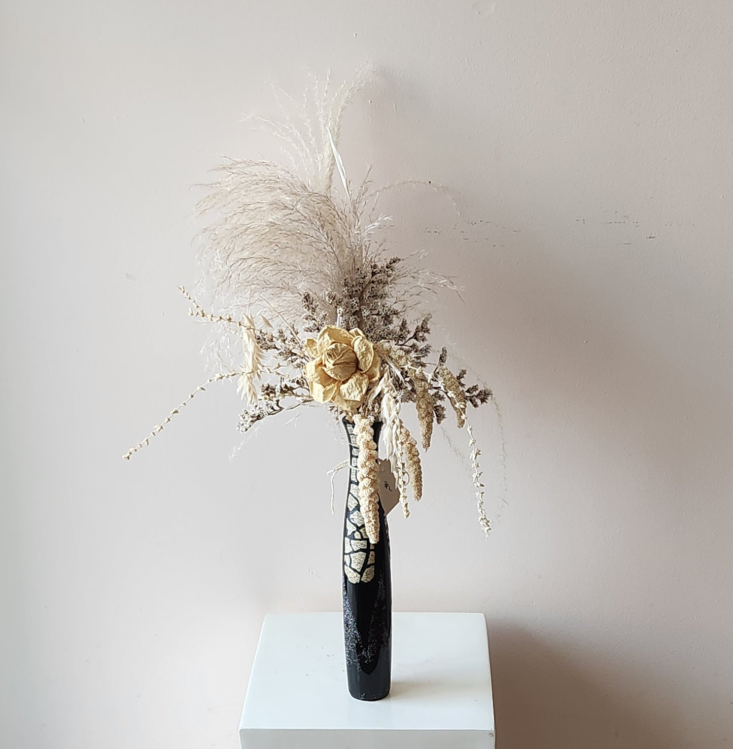 Tall Black & White Dried Arrangement
