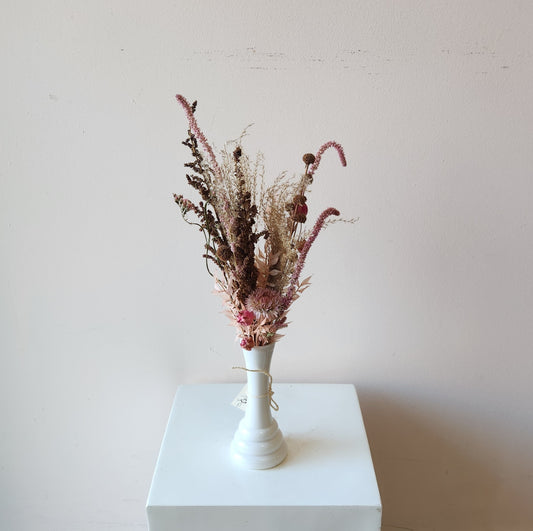 Pink & Brown Dried Bud Vase