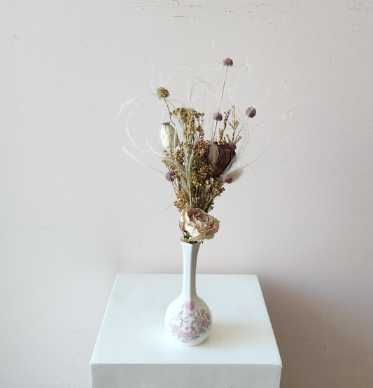 Baby Pink & Brown Dried Bud Vase