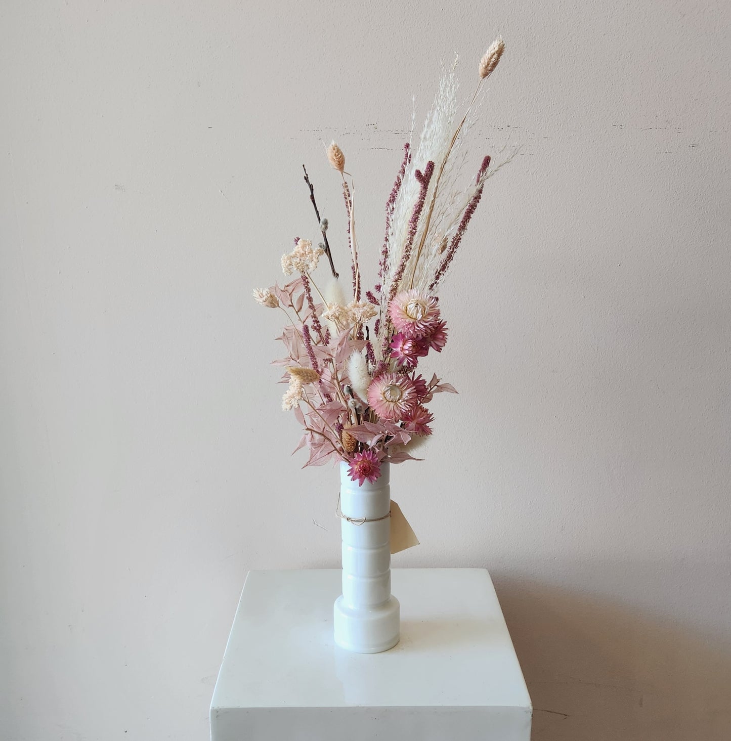 Pink & White Dried Bud Vase Arrangement