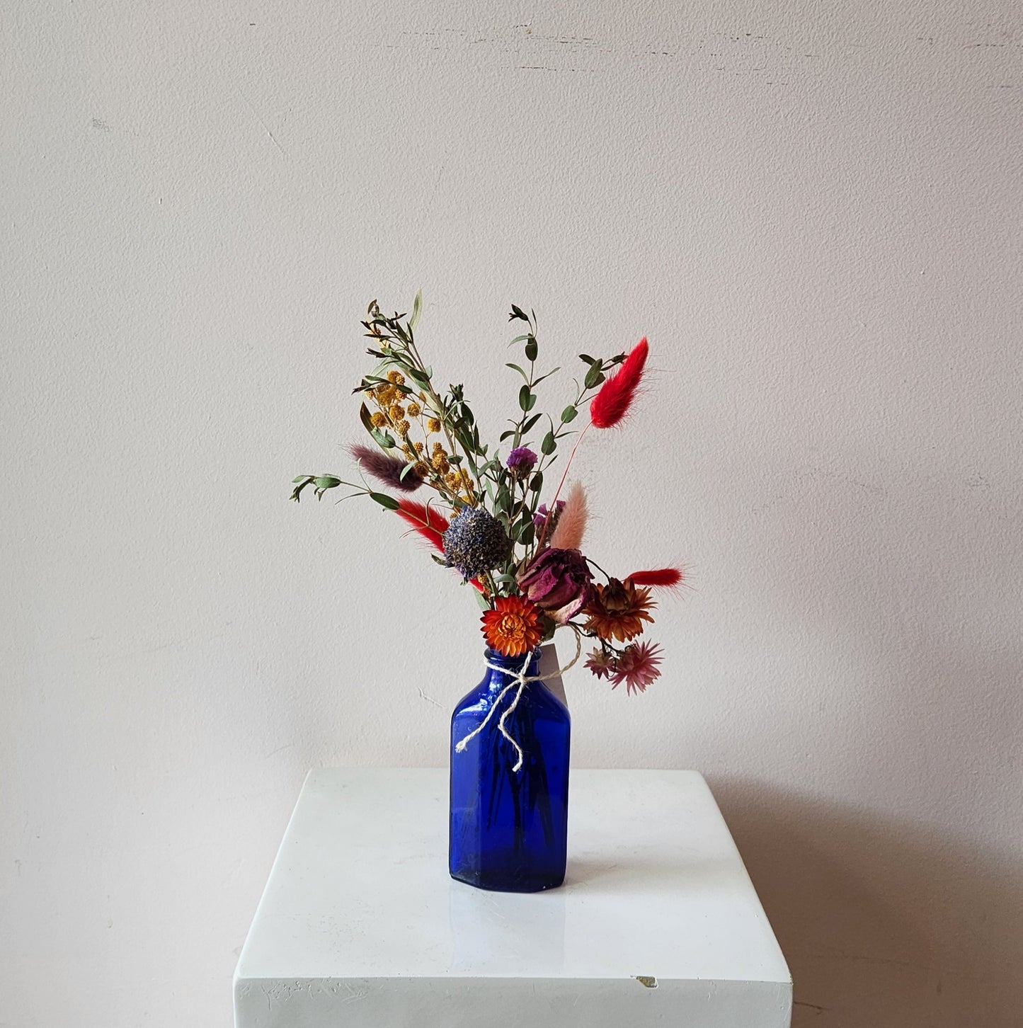 Bold Blue Bottle Dried Arrangement