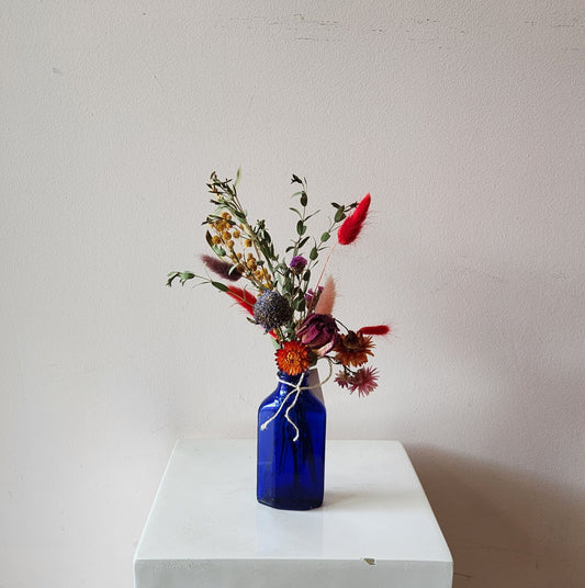 Bold Blue Bottle Dried Arrangement