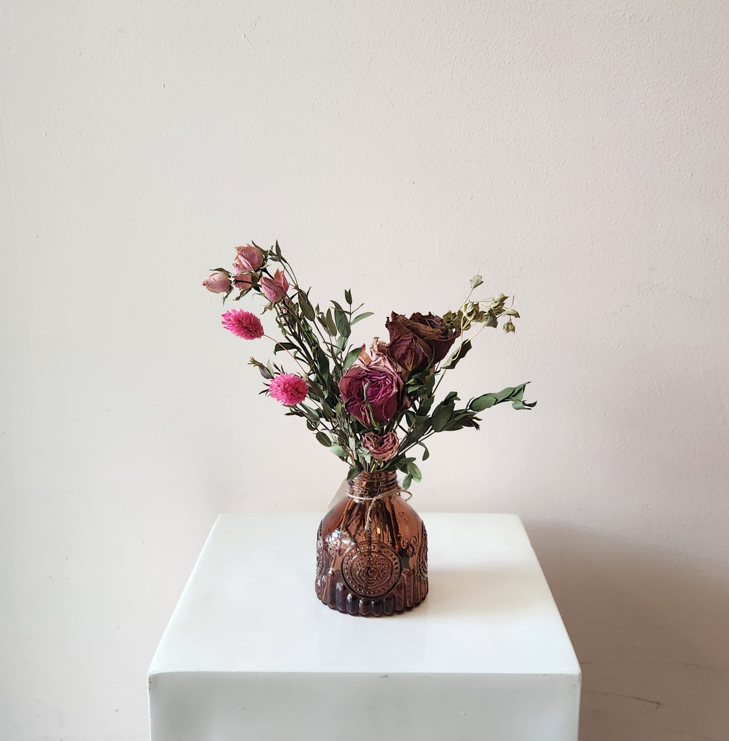Pink & Brown Dried Bud Vase
