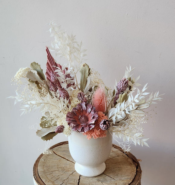 Natural/Pink Dried Vase Arrangement